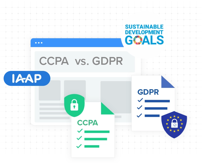     "CCPA vs. GDPR"     "IAAP"   "SUSTAINABLE DEVELOPMENT GOALS".       