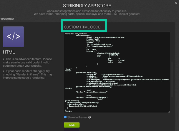    App Store -HTML  Strikingly